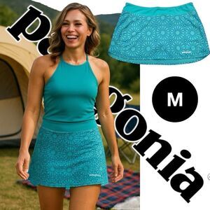 Patagonia Skort Women's Medium Active Trail Running Golf Mandala Neon Teal Skort